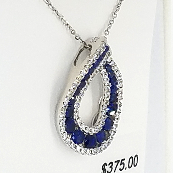 📌 SOLD📌 BLUE SAPPHIRES CUBIC ZIRCONIA PENDANT - Picture 4 of 9